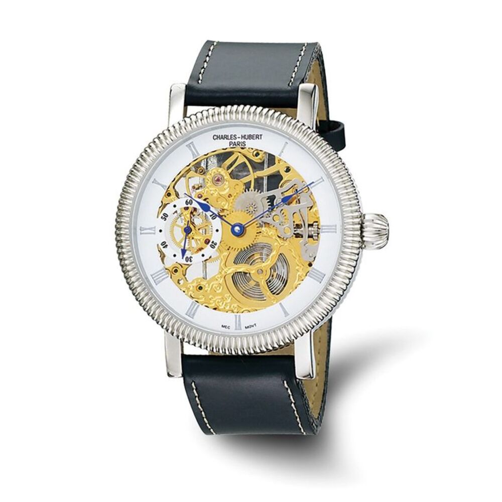 Charles Hubert Mens Two-tone Skeleton Dial Watch